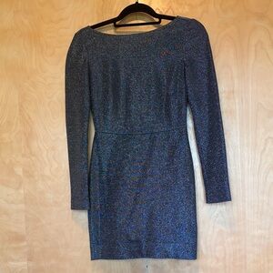 Diane Von Furstenberg Shimmering Blue Long Sleeve Dress